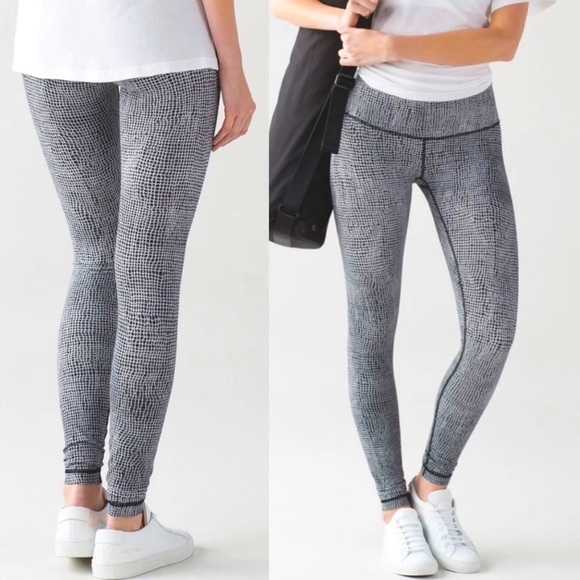 LULULEMON Lululemon Wunder Under Pant III Fall Net White Black 4 - Picture 1 of 9